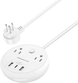 img 4 attached to 💡 PowerLot Power Strip with 2 Outlets, 3 USB (2A+1C), 5TF Extension Cord - PD 45W USB C for Laptop, Flat Plug - Ideal for Cruise Ship, Travel, Home, and Office