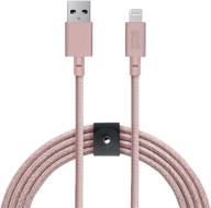 native union belt cable xl - 10ft ultra-strong reinforced [mfi certified] durable lightning to usb charging cable with leather strap compatible with iphone/ipad (rose) logo