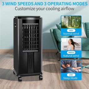 img 2 attached to 💨 Kismile Portable Air Conditioner: Efficient Cooling with 3 Wind Speeds, Remote Control, 12H Timer Tower Fan (Black)