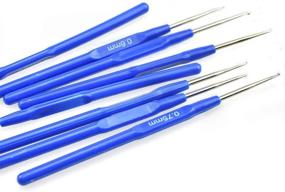 img 1 attached to 🧶 Katech 8-Piece Stainless Steel Crochet Hooks Set with Ergonomic Blue Handle – Ideal for Fine Work, Lace Knitting (0.6-1.75mm)