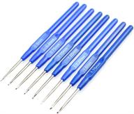 🧶 katech 8-piece stainless steel crochet hooks set with ergonomic blue handle – ideal for fine work, lace knitting (0.6-1.75mm) logo