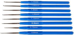 img 3 attached to 🧶 Katech 8-Piece Stainless Steel Crochet Hooks Set with Ergonomic Blue Handle – Ideal for Fine Work, Lace Knitting (0.6-1.75mm)