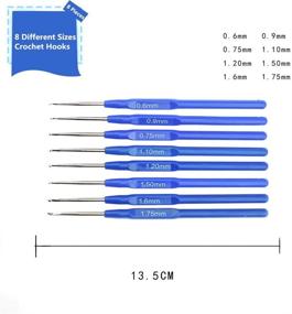 img 2 attached to 🧶 Katech 8-Piece Stainless Steel Crochet Hooks Set with Ergonomic Blue Handle – Ideal for Fine Work, Lace Knitting (0.6-1.75mm)