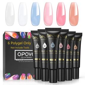 img 4 attached to opove Polygel Nail Set: 6-Color Kit for French Nail Enhancement Manicure - Builder Gel Nail Extension with Clear, White, Pink, Blue, and Nude Shades - 6 Pcs-20ML
