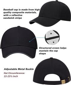 img 3 attached to 🧢 Adjustable Low Profile Solid Plain Baseball Hats with Reflective Brim - Perfect Golf Hat for Men and Women, Blank Ball Cap Design