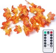 🍁 omgai fall maple leaf string lights - remote control timer, waterproof thanksgiving decorations - battery powered lighted garland for holiday party - indoor/outdoor (40 led) логотип