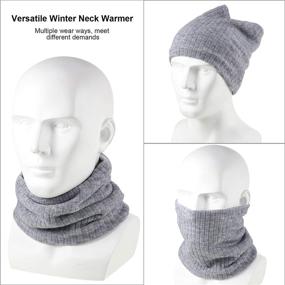 img 1 attached to 🧣 Warm & Windproof: 4-Piece Double-Layer Fleece Infinity Scarf for Winter, Ideal Neck Warmer for Men & Women