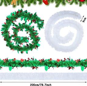 img 3 attached to 🎄 WILLBOND Holiday Supplies: Clear with White Edge Tinsel Garland, Metallic Foil Garland, and Shiny Decorative Tinsel for Hanging Christmas Tree - 2 Holly Berries, 3 Christmas Garlands, 6.6 ft