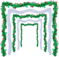 🎄 willbond holiday supplies: clear with white edge tinsel garland, metallic foil garland, and shiny decorative tinsel for hanging christmas tree - 2 holly berries, 3 christmas garlands, 6.6 ft logo