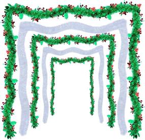 img 4 attached to 🎄 WILLBOND Holiday Supplies: Clear with White Edge Tinsel Garland, Metallic Foil Garland, and Shiny Decorative Tinsel for Hanging Christmas Tree - 2 Holly Berries, 3 Christmas Garlands, 6.6 ft