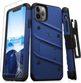 img 4 attached to Zizo Bolt Cover iPhone 11 Pro Case: Ultimate Protection with Military Grade, Glass Screen Protector, Kickstand & Holster (Blue/Black)