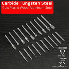 img 1 attached to 🔪 Rokrou Carbide Double Cut 20 Pcs Rotary Burr Set for Dremel Carving Bits: Ideal for Woodworking, Engraving, Metal Carving, Drilling, Polishing