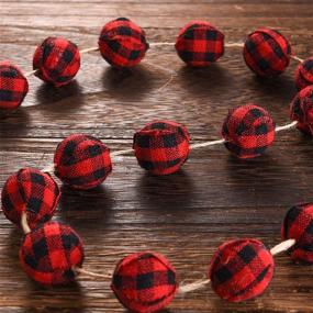 img 2 attached to 🎄 Buffalo Plaid Christmas Ball Strings - 2-Piece Christmas Ball Garland Pom Pom Garland - 25mm, 40 Balls for Christmas Wall Fireplace Christmas Tree Decoration (Black and Red Plaid)