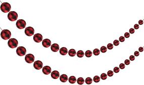 img 4 attached to 🎄 Buffalo Plaid Christmas Ball Strings - 2-Piece Christmas Ball Garland Pom Pom Garland - 25mm, 40 Balls for Christmas Wall Fireplace Christmas Tree Decoration (Black and Red Plaid)