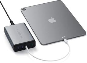 img 2 attached to 🔌 Satechi 108W Pro USB-C PD Desktop Charger - 2 USB-C PD &amp; 2 USB-A Ports - Compatible with MacBook Pro 2020/2019, MacBook Air 2020/2018, iPad Air 2020, iPad Pro 2020, iPhone 12 Max Pro/12 Mini/12 (USA)