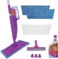 rejuvenate click n clean multi-surface spray mop system: complete bundle with free click-on pro grade grout brush, 32oz no-bucket floor cleaner, and 3 reusable microfiber pads logo