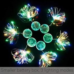 img 1 attached to 🌟 Flickering Fairy String Lights with 3 Flashing Modes - Set of 18, 20 LED Waterproof Starry Firefly Lights on 7 Feet Copper Wire - Battery Operated DIY Party Wedding Christmas Decor (Colorful)