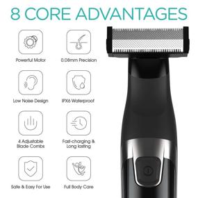 img 3 attached to 🏻 VOGOE TX100 Beard Trimmer: Rechargeable Electric Razor for Men, Cordless Hair Clippers, Waterproof Shaver