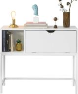 haotian fsb21-w: white console table with drawers and storage shelf - ideal for entryway, hallway, and living room décor! logo