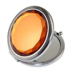 img 2 attached to 🔶 KOLIGHT Mini Cosmetic Metal Portable Fold Pocket Women Girls Makeup Mirror Double Sided (Normal and Magnifying) - Orange