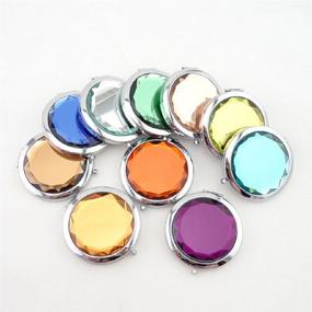 img 1 attached to 🔶 KOLIGHT Mini Cosmetic Metal Portable Fold Pocket Women Girls Makeup Mirror Double Sided (Normal and Magnifying) - Orange