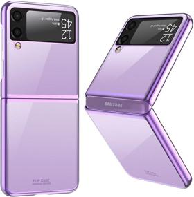 img 4 attached to 💜 Чехол Vizvera Samsung Galaxy Z Flip 3 5G 2021: Стильный и модный фиолетовый жесткий чехол с надежной защитой от падений.