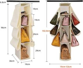 img 3 attached to 👜 Jana Hanging Purse Handbag Storage Organizer - Nonwoven Homewares with 10 Pockets - Closet Purse Bag Organizer in Beige