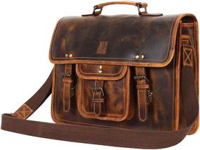 img 4 attached to Office Laptop Briefcase Satchel Bag with Leather Accent