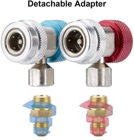 img 2 attached to 🔧 Upgraded Auto A/C R134A Adapter with Adjustable Design, R134A Quick Coupler Fittings Conversion Kit for Freon, High Low Air Conditioning Manifold Gauge Hose Freon Connector, 1/4" SAE HVAC (Updated)