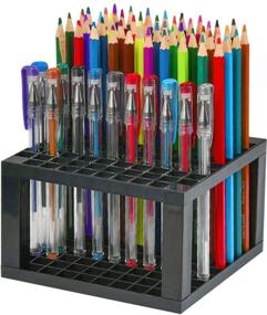 img 4 attached to 🖊️ Efficient 96 Hole Pencil & Brush Holders: 2 Pack Desk Organizer for Pens, Paint Brushes, Colored Pencils, and More - Storage & Organizing Crate