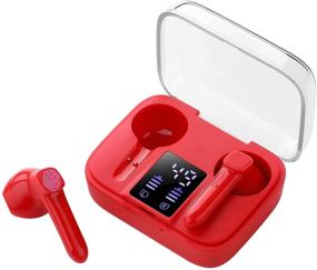 img 4 attached to 🎧 Taipow Red Wireless Earbuds Bluetooth 5.0 Headphones with Mic – 20H Playtime & Wireless Charging