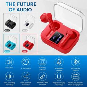 img 3 attached to 🎧 Taipow Red Wireless Earbuds Bluetooth 5.0 Headphones with Mic – 20H Playtime & Wireless Charging