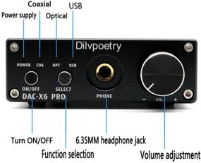img 2 attached to 🎧 Dilvpoetry X6 Pro HiFi DAC Headphone Amplifiers with Portable Stereo Audio Digital Amplifier USB/Coaxial/Optical 24Bit/192kHz Decoder Amp - Black