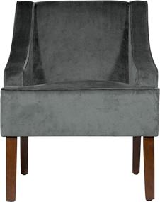 img 3 attached to 🪑 Stylish Velvet Swoop Arm Accent Chair in Dark Gray by HomePop - Add Elegance to Your Home Décor