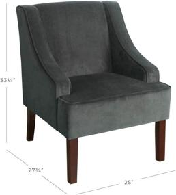 img 1 attached to 🪑 Stylish Velvet Swoop Arm Accent Chair in Dark Gray by HomePop - Add Elegance to Your Home Décor