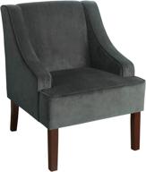 🪑 stylish velvet swoop arm accent chair in dark gray by homepop - add elegance to your home décor логотип