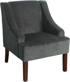 img 4 attached to 🪑 Stylish Velvet Swoop Arm Accent Chair in Dark Gray by HomePop - Add Elegance to Your Home Décor