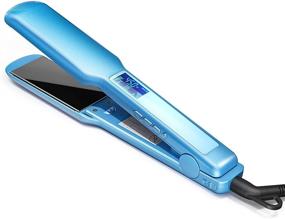 img 4 attached to Nano Titanium Hair Straightener, 1.75 Inch Wide Plate, Instant Heat-up, Dual Voltage Flat Iron for Hair (Blue)