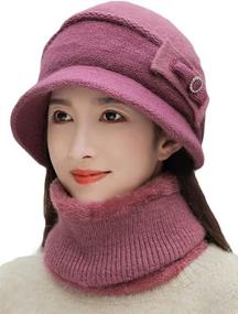 img 4 attached to Scarf Womens Beanie Knitted Outdoor