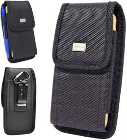 img 4 attached to Rugged Black Nylon Metal Belt Clip Pouch for Pixel 4a, 5, 4, 3a, 3, 2 - Carrying Case with Clip Holster and Protective Cover