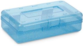 img 1 attached to 🎨 Blue Summit Supplies Colorful Glitter Plastic Pencil Boxes: Translucent, Hinged Lid Organizers for School Supplies - 4 Pack