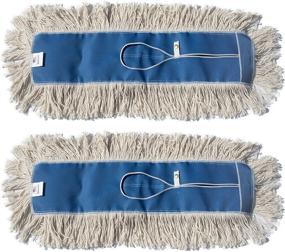 img 4 attached to 2-Pack of Nine Forty Industrial Cotton Dust Mop Head Refills, Commercial Grade, 24-inch Wide x 5-inch Size – Replacement for USA Floors