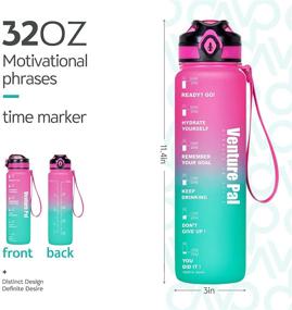 img 3 attached to 💧 Stay Hydrated & Stylish with Venture Pal 32oz Motivational Water Bottle - Leakproof, Fast Flow, Time Marker & Removable Strainer!