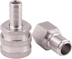 img 3 attached to 🍺 Durable DERNORD Stainless Steel Quick Disconnect Set - Premium Beer Brewing Connector Kit (Barb Female/FPT Male, Pack of 2)