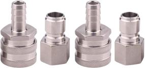 img 4 attached to 🍺 Durable DERNORD Stainless Steel Quick Disconnect Set - Premium Beer Brewing Connector Kit (Barb Female/FPT Male, Pack of 2)