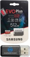 samsung 512gb micro sdxc evo plus (mb-mc512ga) class 10 uhs-1 bundle - compatible with samsung galaxy note 9, s9, s9+, s8 smartphones - includes everything but stromboli (tm) tf card reader logo