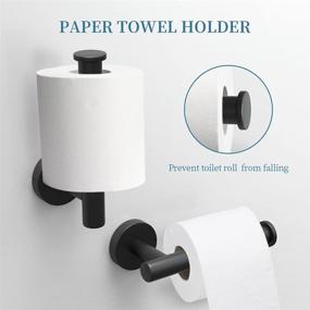 img 1 attached to 🚽 Sophie Black Toilet Paper Holder, Hand Towel Ring, Hooks - 4-Piece Black Bathroom Accessories Set, Heavy Duty Matte Black Hardware - Wall Mounted, 304 Stainless Steel Bathroom Set