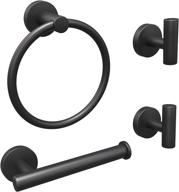 🚽 sophie black toilet paper holder, hand towel ring, hooks - 4-piece black bathroom accessories set, heavy duty matte black hardware - wall mounted, 304 stainless steel bathroom set logo