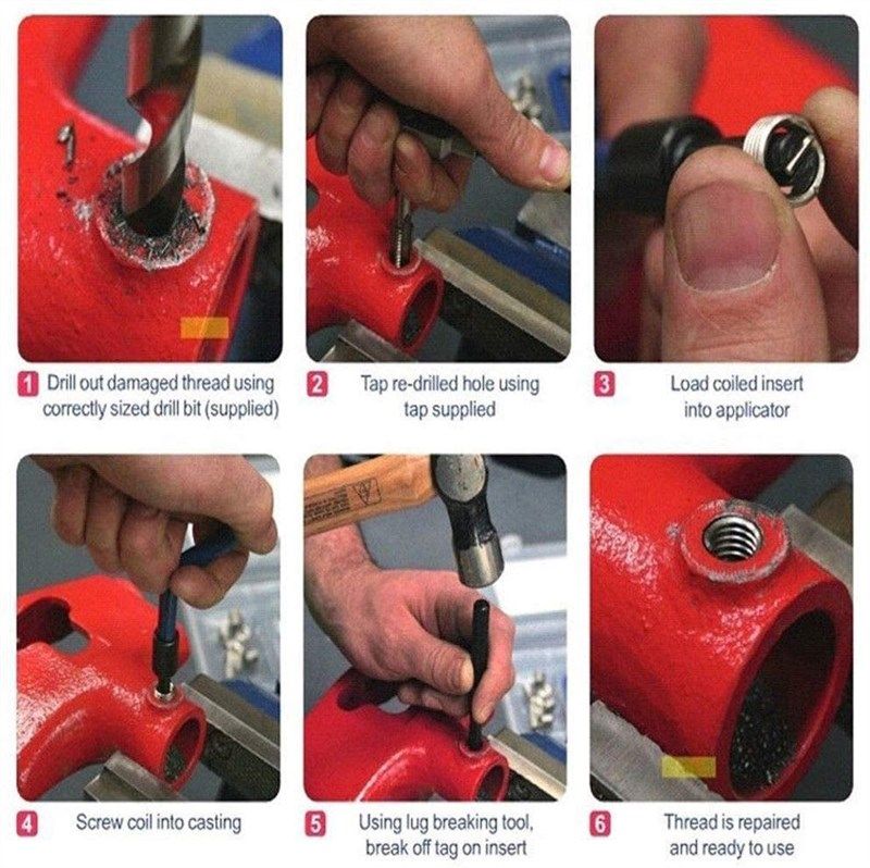AB Tools M12 x 1.5mm Thread Repair kit/helicoil 15pc Set Damaged Thread  AN046