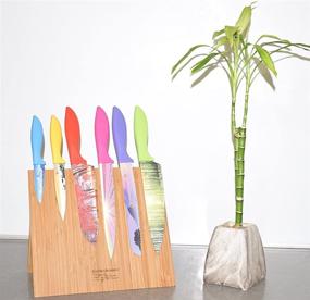 img 2 attached to 🔪 Magnetic Knife Block with Bamboo Butcher Block - Knife Holder and Storage Rack + Chopping Board for Meats, Cheese, and Veggies - Kitchen Décor (Natural Bamboo, Without Knives)